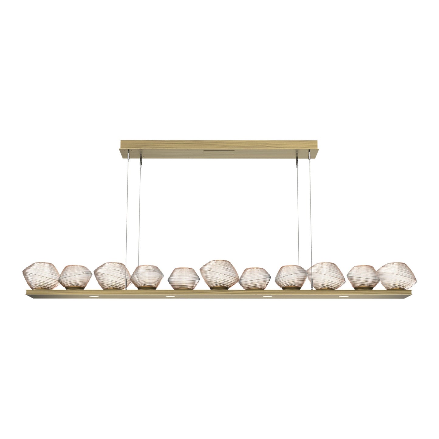 Mesa Linear LED Chandelier in Heritage Brass/Amber Blown Glass (75.5-Inch).
