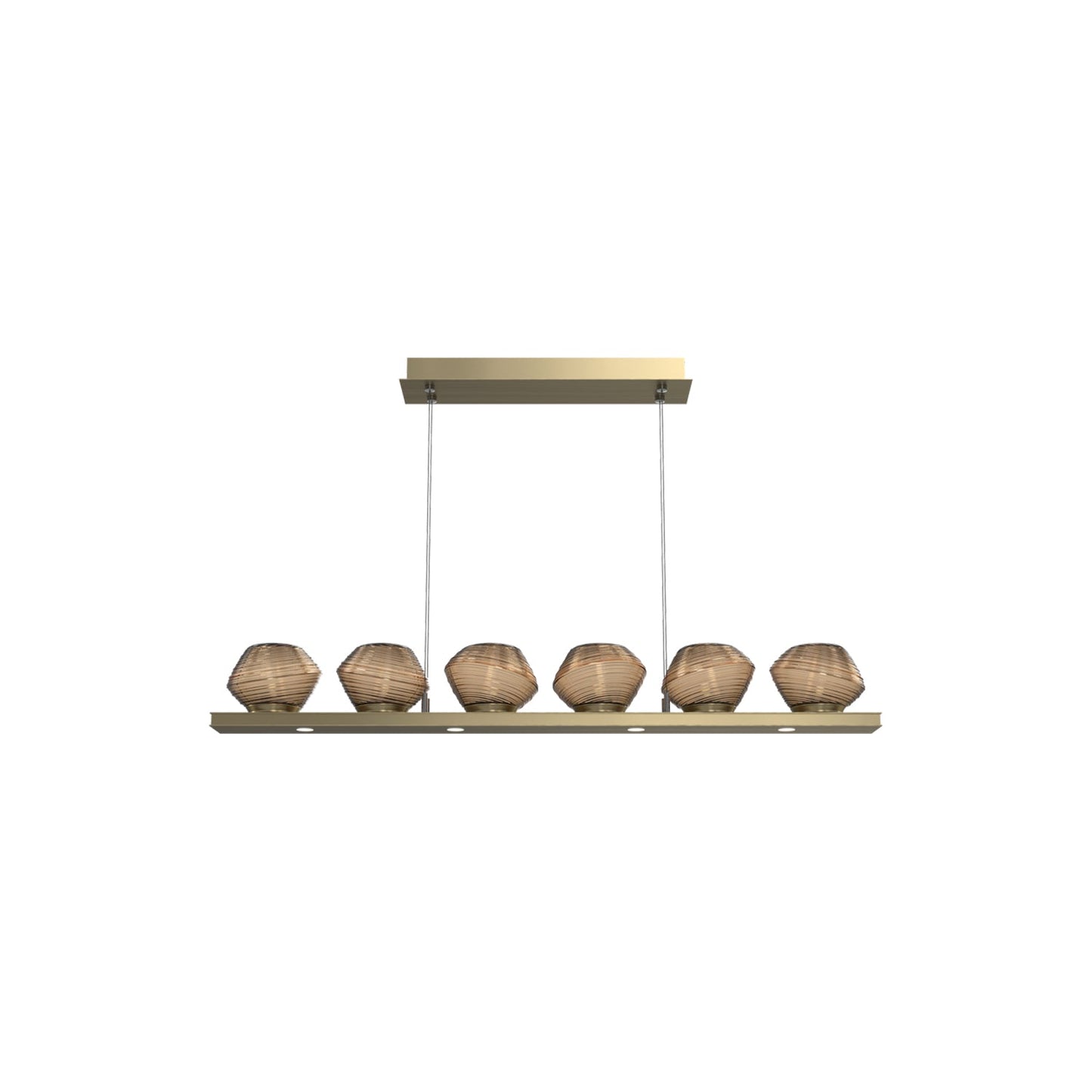 Mesa Linear LED Chandelier in Heritage Brass/Bronze Blown Glass (44-Inch).