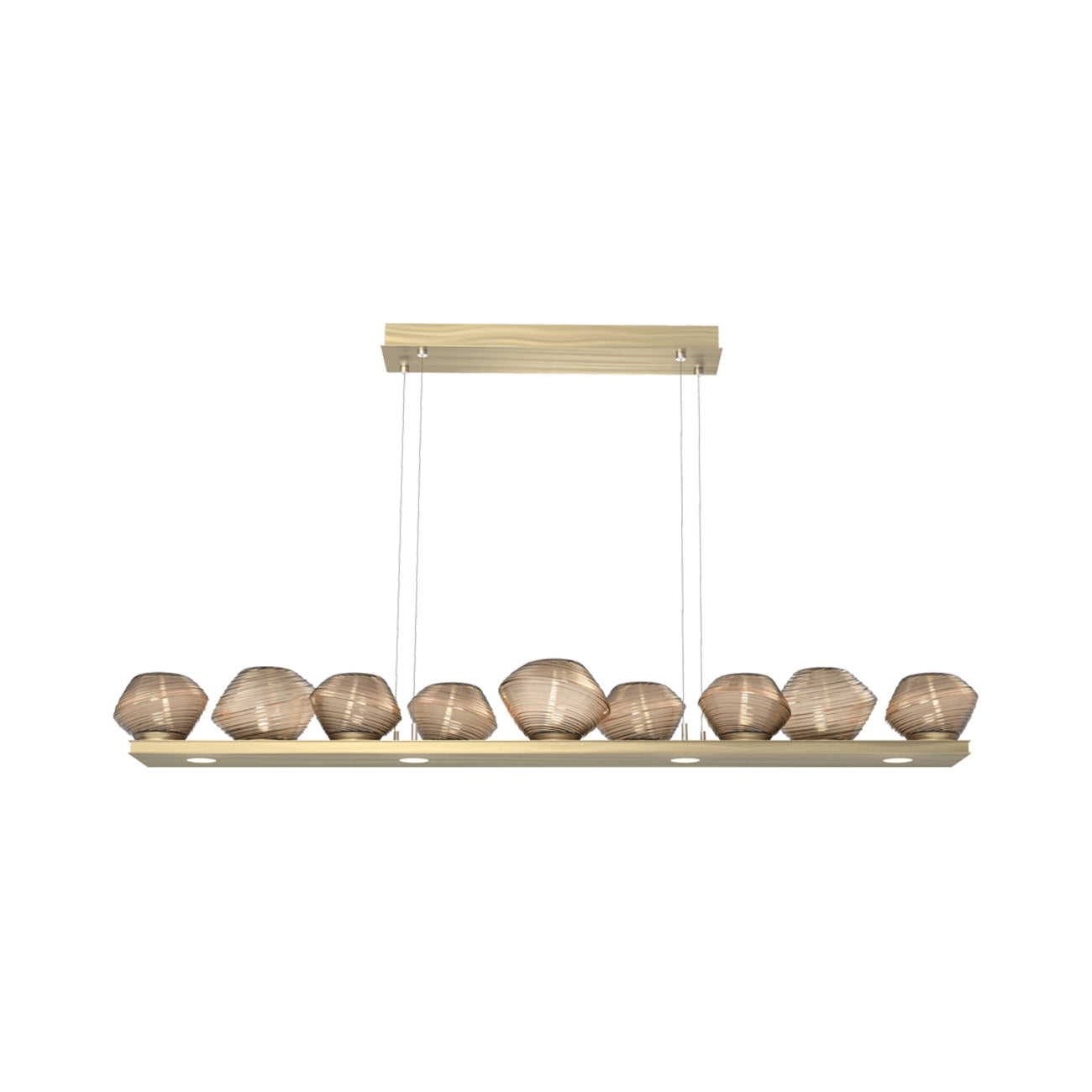 Mesa Linear LED Chandelier in Heritage Brass/Bronze Blown Glass (58.9-Inch).