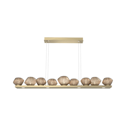 Mesa Linear LED Chandelier in Heritage Brass/Bronze Blown Glass (58.9-Inch).
