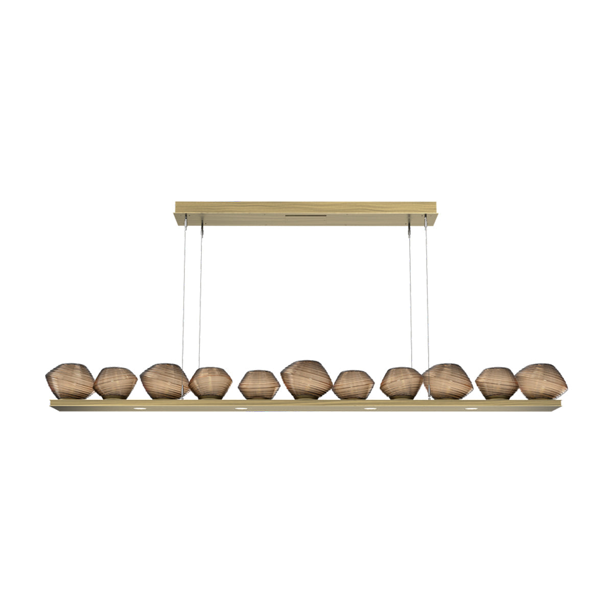 Mesa Linear LED Chandelier in Heritage Brass/Bronze Blown Glass (75.5-Inch).