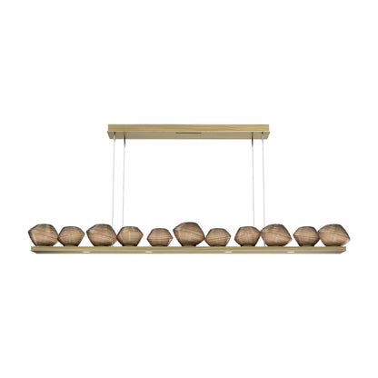Mesa Linear LED Chandelier in Heritage Brass/Bronze Blown Glass (75.5-Inch).