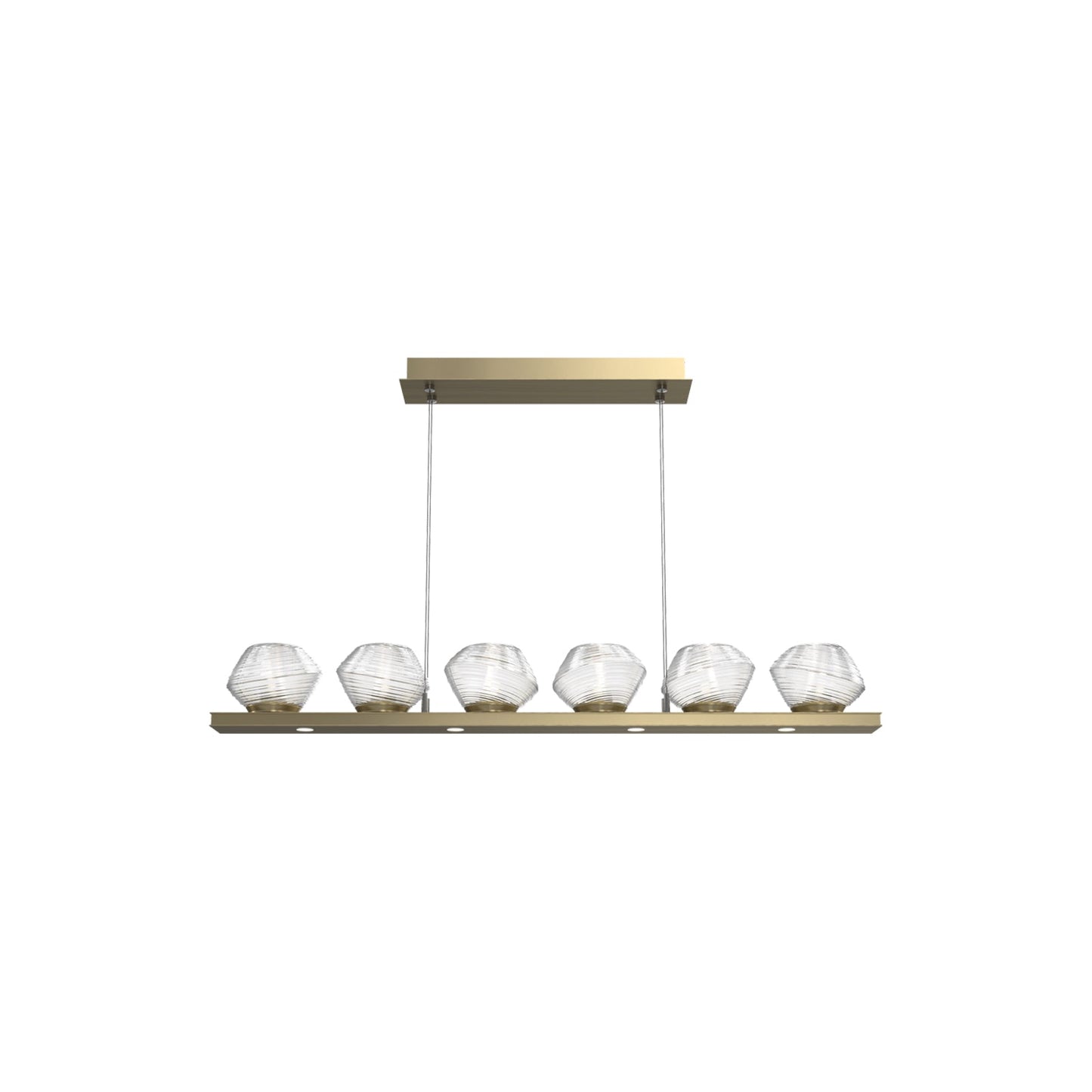 Mesa Linear LED Chandelier in Heritage Brass/Clear Blown Glass (44-Inch).