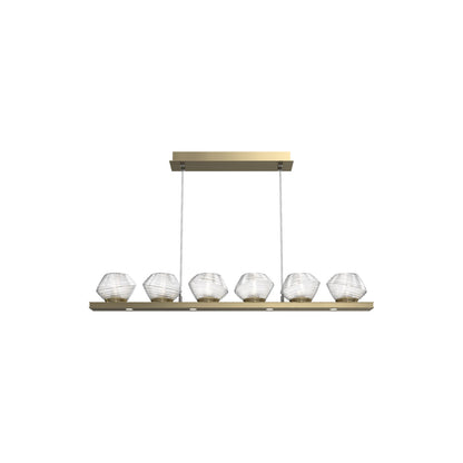 Mesa Linear LED Chandelier in Heritage Brass/Clear Blown Glass (44-Inch).