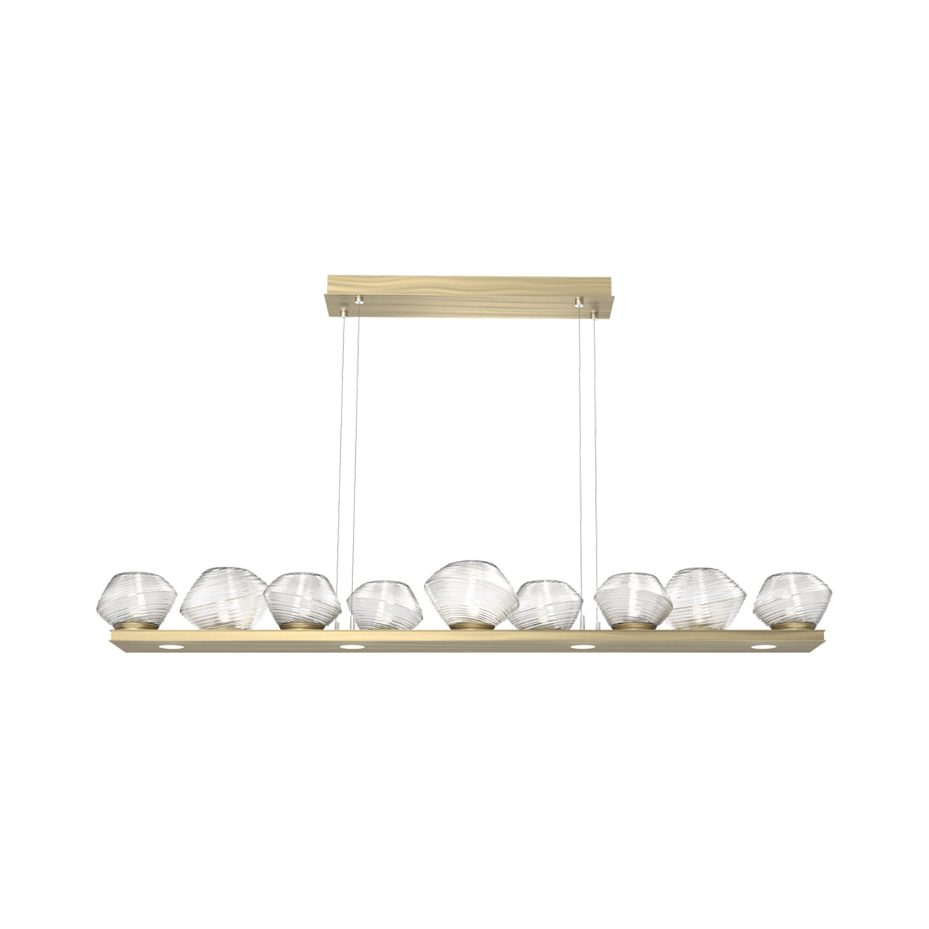 Mesa Linear LED Chandelier in Heritage Brass/Clear Blown Glass (58.9-Inch).