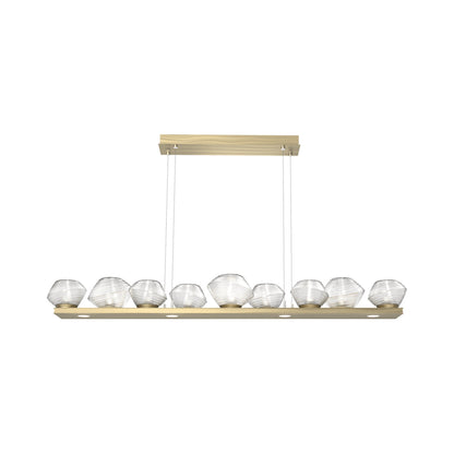 Mesa Linear LED Chandelier in Heritage Brass/Clear Blown Glass (58.9-Inch).