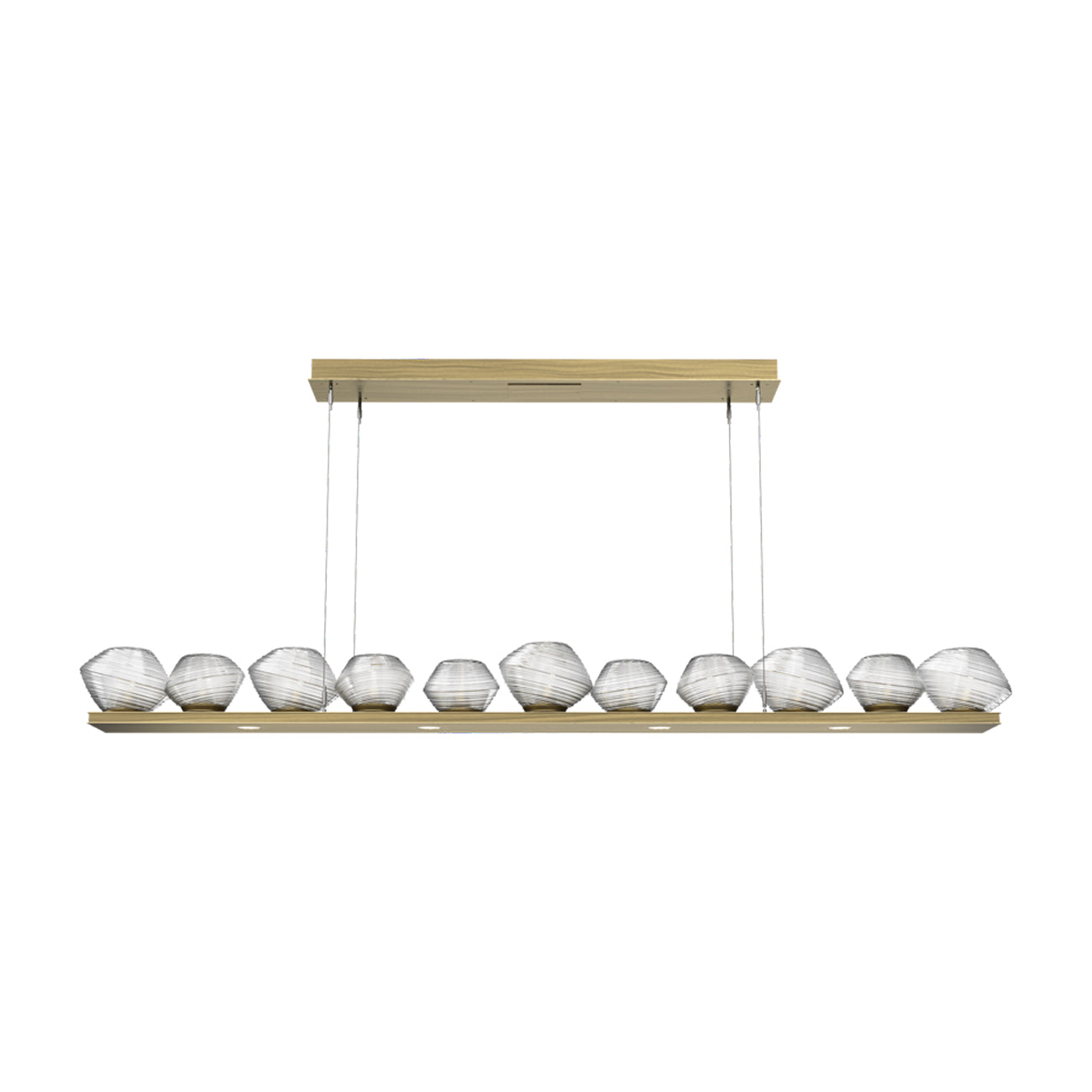 Mesa Linear LED Chandelier in Heritage Brass/Clear Blown Glass (75.5-Inch).