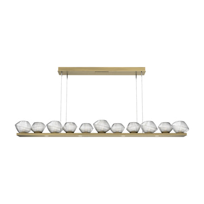 Mesa Linear LED Chandelier in Heritage Brass/Clear Blown Glass (75.5-Inch).