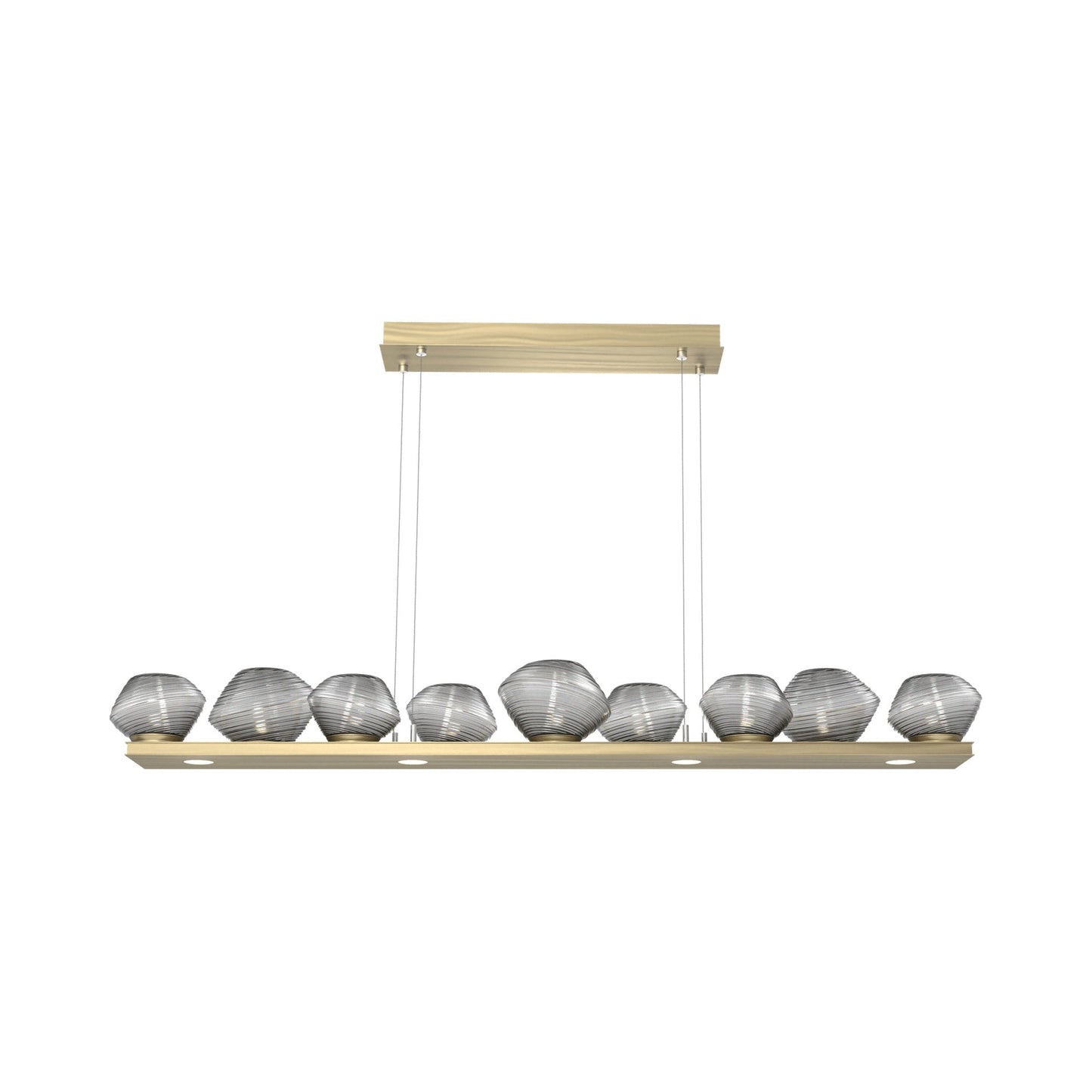 Mesa Linear LED Chandelier in Heritage Brass/Smoke Blown Glass (58.9-Inch).
