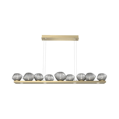 Mesa Linear LED Chandelier in Heritage Brass/Smoke Blown Glass (58.9-Inch).