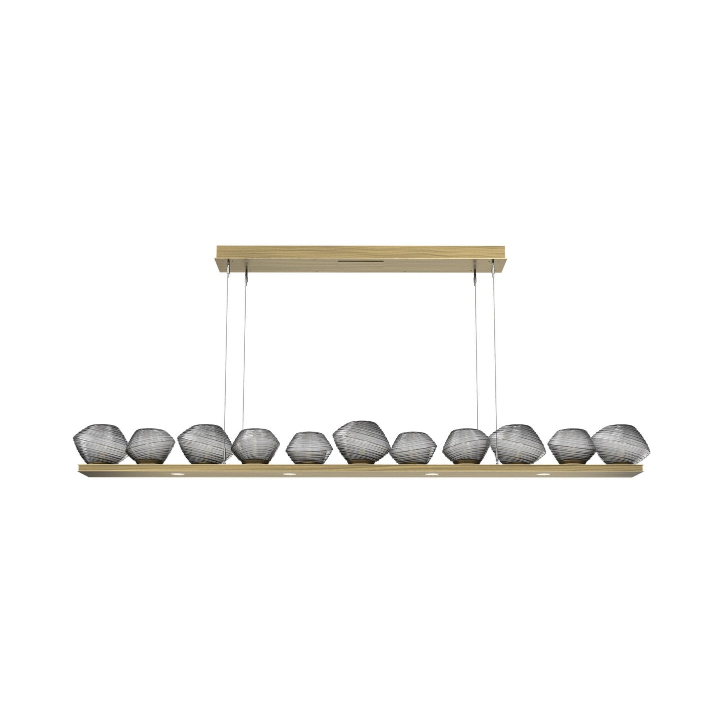 Mesa Linear LED Chandelier in Heritage Brass/Smoke Blown Glass (75.5-Inch).