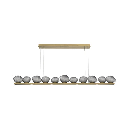 Mesa Linear LED Chandelier in Heritage Brass/Smoke Blown Glass (75.5-Inch).