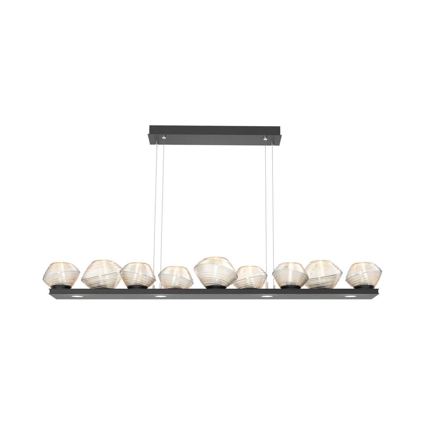Mesa Linear LED Chandelier in Matte Black/Amber Blown Glass (58.9-Inch).