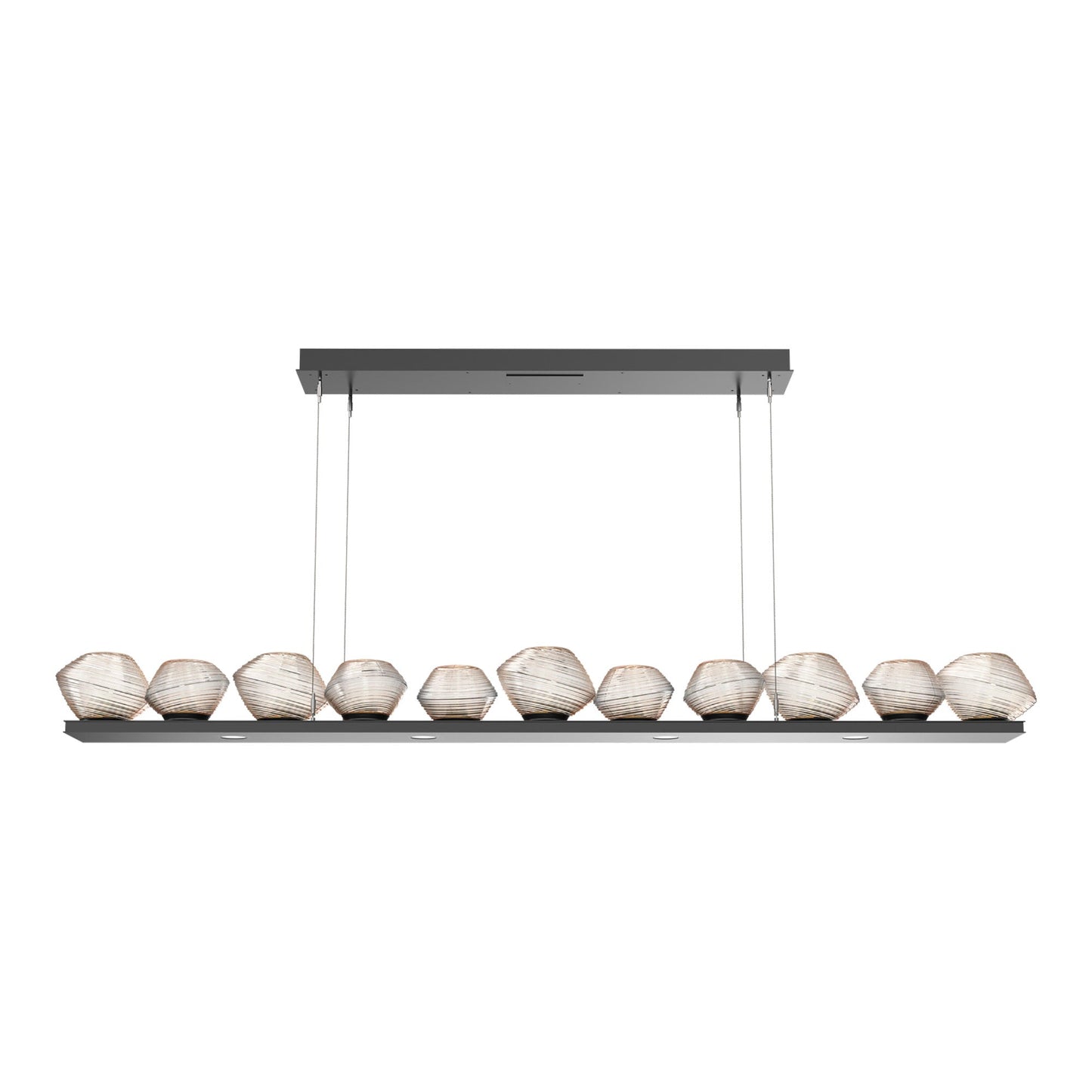 Mesa Linear LED Chandelier in Matte Black/Amber Blown Glass (75.5-Inch).