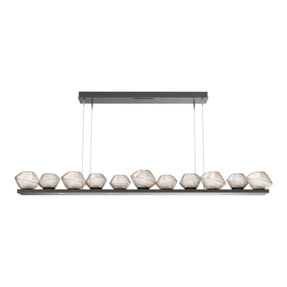 Mesa Linear LED Chandelier in Matte Black/Amber Blown Glass (75.5-Inch).