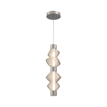 Mesa Mandrel Double LED Pendant Light in Beige Silver/Amber Blown Glass.