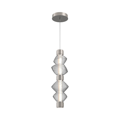 Mesa Mandrel Double LED Pendant Light in Beige Silver/Clear Blown Glass.