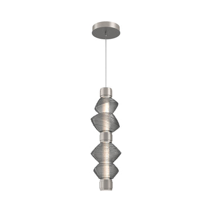 Mesa Mandrel Double LED Pendant Light in Beige Silver/Smoke Blown Glass.