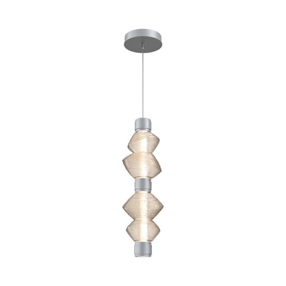 Mesa Mandrel Double LED Pendant Light in Classic Silver/Amber Blown Glass.