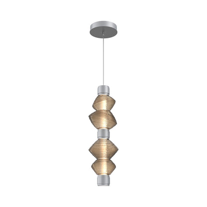 Mesa Mandrel Double LED Pendant Light in Classic Silver/Bronze Blown Glass.