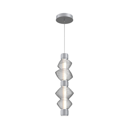 Mesa Mandrel Double LED Pendant Light in Classic Silver/Clear Blown Glass.