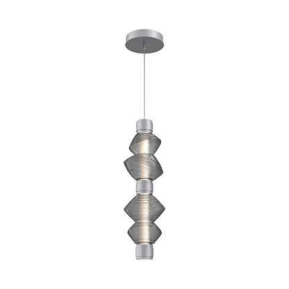 Mesa Mandrel Double LED Pendant Light in Classic Silver/Smoke Blown Glass.