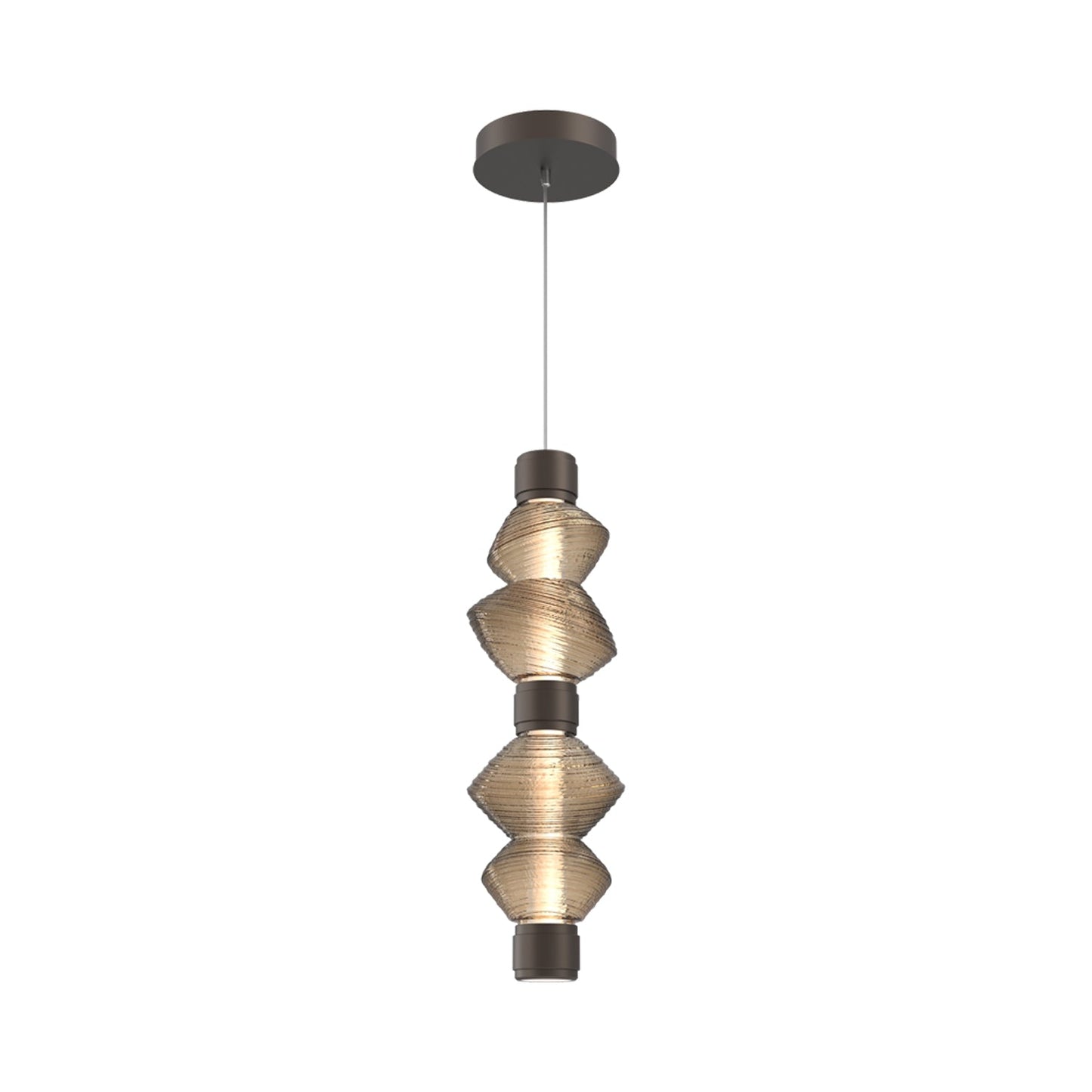 Mesa Mandrel Double LED Pendant Light in Flat Bronze/Bronze Blown Glass.