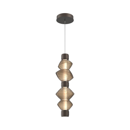 Mesa Mandrel Double LED Pendant Light in Flat Bronze/Bronze Blown Glass.