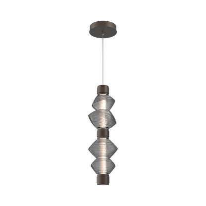 Mesa Mandrel Double LED Pendant Light in Flat Bronze/Smoke Blown Glass.