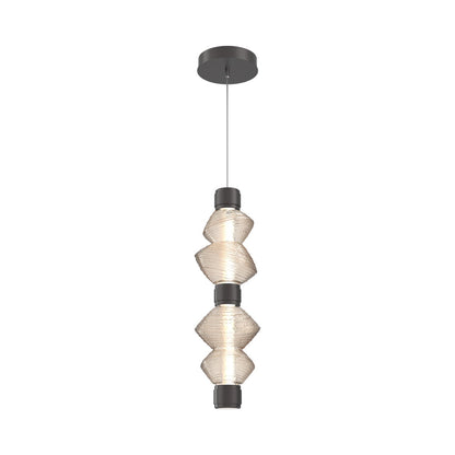 Mesa Mandrel Double LED Pendant Light in Graphite/Amber Blown Glass.