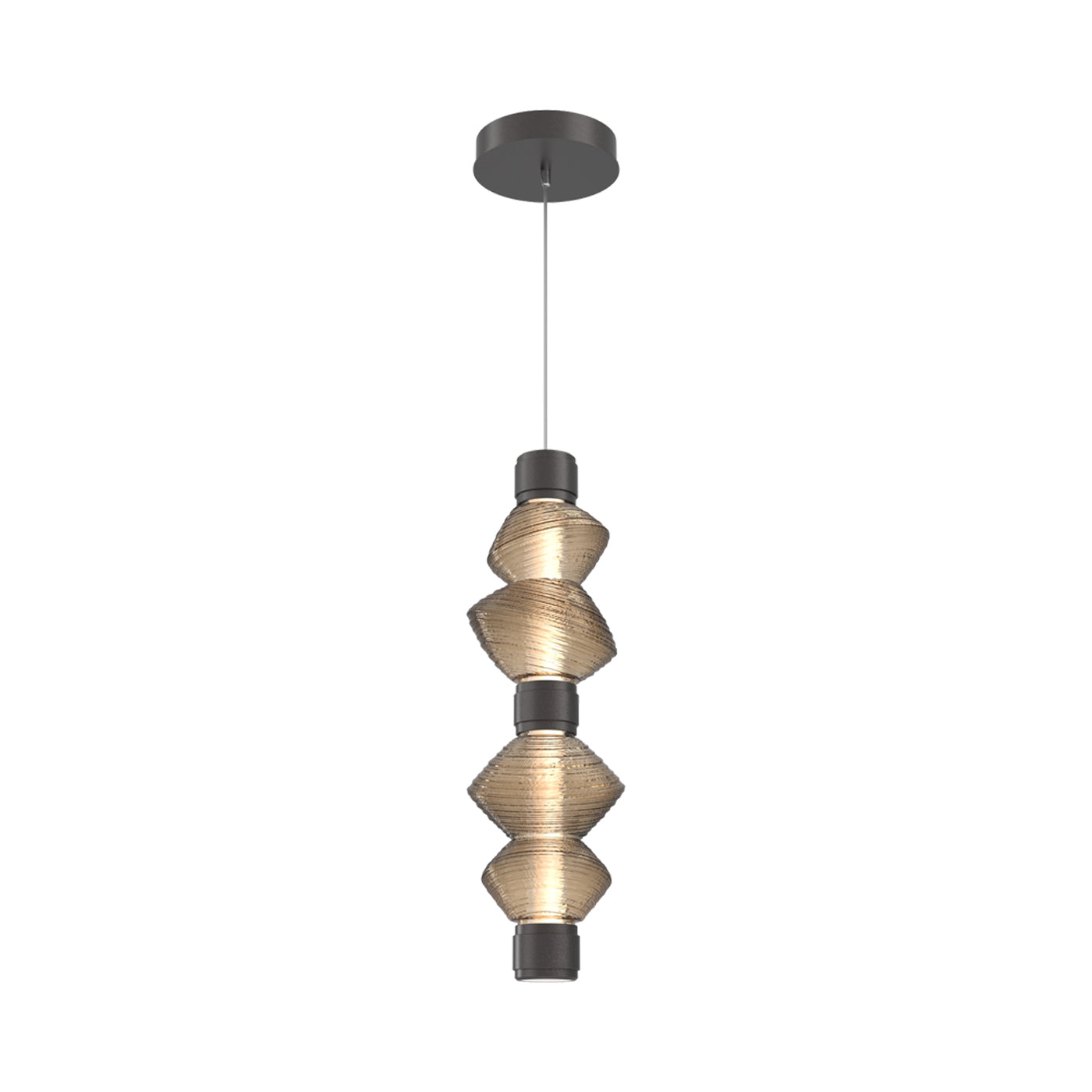 Mesa Mandrel Double LED Pendant Light in Graphite/Bronze Blown Glass.