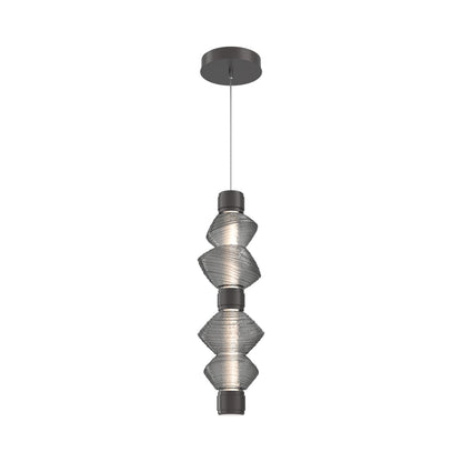 Mesa Mandrel Double LED Pendant Light in Graphite/Smoke Blown Glass.