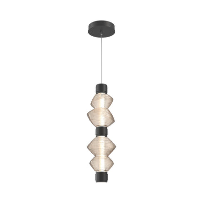 Mesa Mandrel Double LED Pendant Light in Matte Black/Amber Blown Glass.