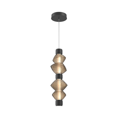 Mesa Mandrel Double LED Pendant Light in Matte Black/Bronze Blown Glass.