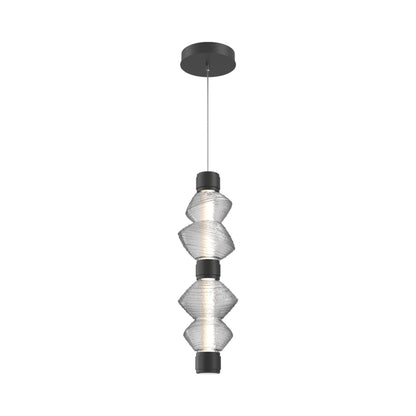 Mesa Mandrel Double LED Pendant Light in Matte Black/Clear Blown Glass.