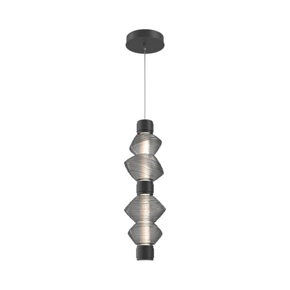 Mesa Mandrel Double LED Pendant Light in Matte Black/Smoke Blown Glass.