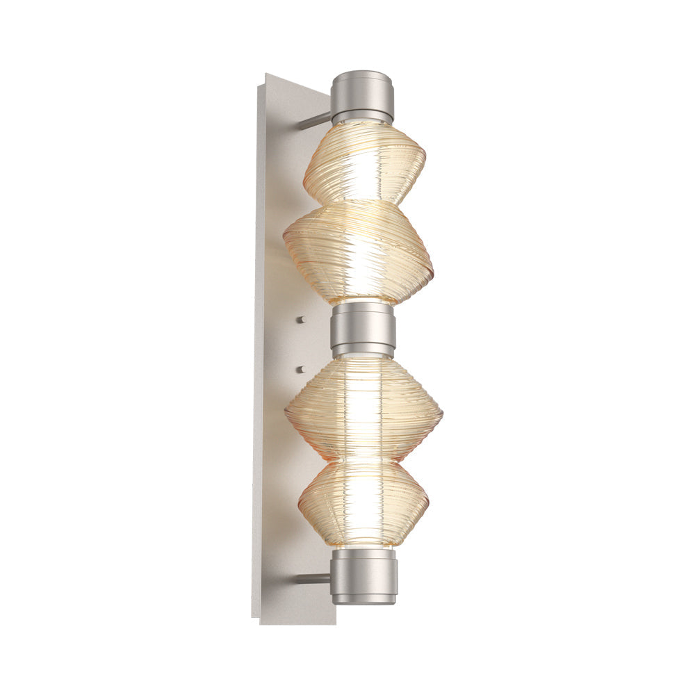 Mesa Mandrel Double LED Wall Light in Beige Silver/Amber Blown Glass.