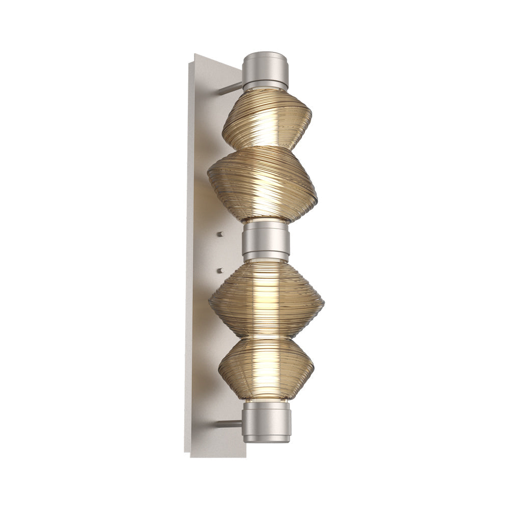 Mesa Mandrel Double LED Wall Light in Beige Silver/Bronze Blown Glass.