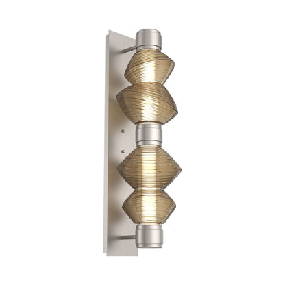 Mesa Mandrel Double LED Wall Light in Beige Silver/Bronze Blown Glass.