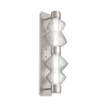 Mesa Mandrel Double LED Wall Light in Beige Silver/Clear Blown Glass.