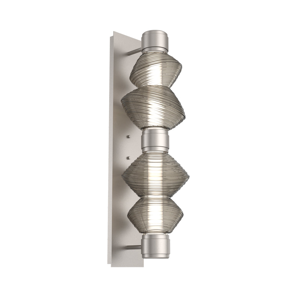Mesa Mandrel Double LED Wall Light in Beige Silver/Smoke Blown Glass.
