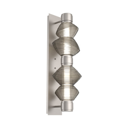 Mesa Mandrel Double LED Wall Light in Beige Silver/Smoke Blown Glass.