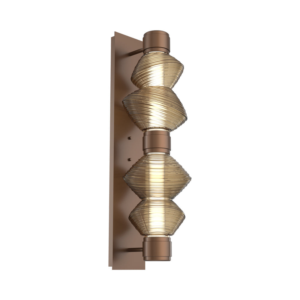 Mesa Mandrel Double LED Wall Light in Burnished Bronze/Bronze Blown Glass.