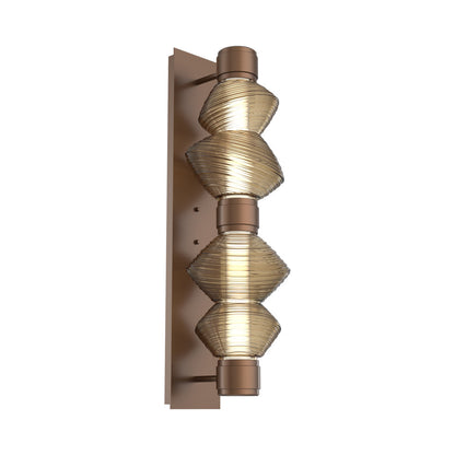 Mesa Mandrel Double LED Wall Light in Burnished Bronze/Bronze Blown Glass.