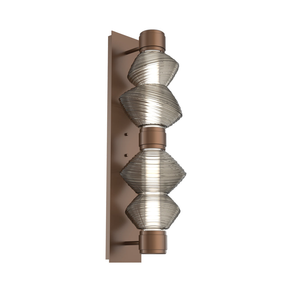 Mesa Mandrel Double LED Wall Light in Burnished Bronze/Smoke Blown Glass.