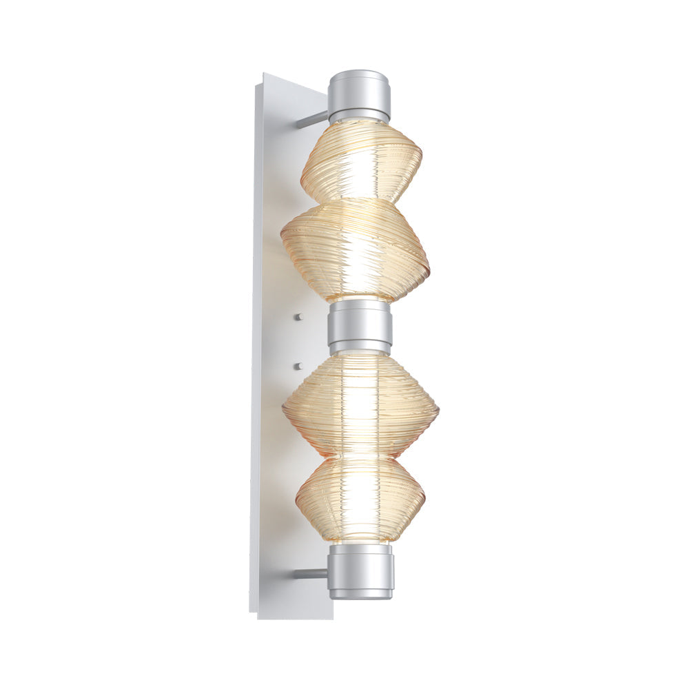 Mesa Mandrel Double LED Wall Light in Classic Silver/Amber Blown Glass.