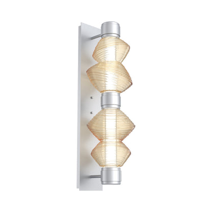 Mesa Mandrel Double LED Wall Light in Classic Silver/Amber Blown Glass.