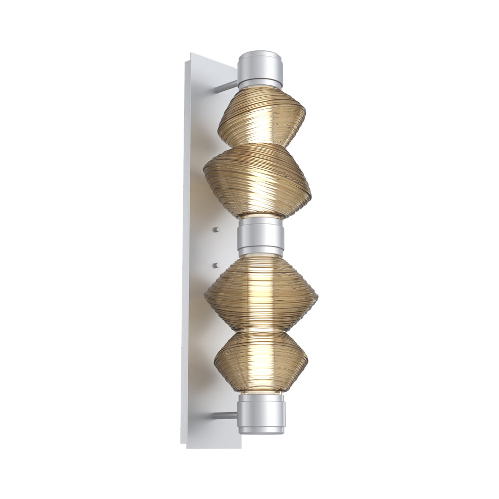 Mesa Mandrel Double LED Wall Light in Classic Silver/Bronze Blown Glass.