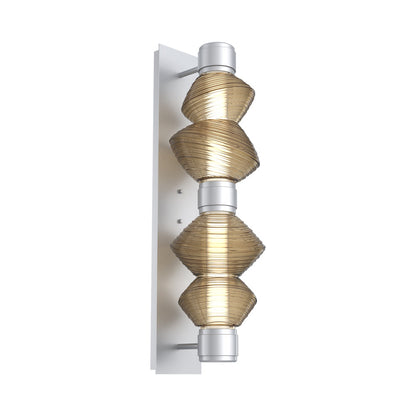 Mesa Mandrel Double LED Wall Light in Classic Silver/Bronze Blown Glass.