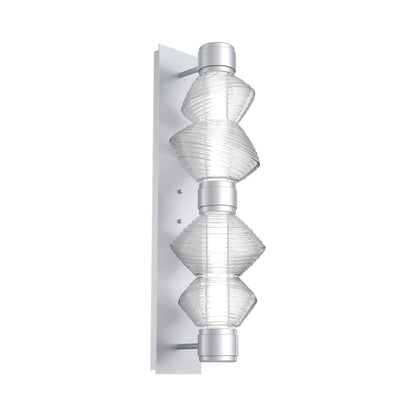 Mesa Mandrel Double LED Wall Light in Classic Silver/Clear Blown Glass.